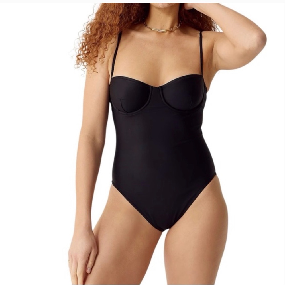 J. Crew Heritage Balconette Underwire One Piece Swimsuit in Black NWT